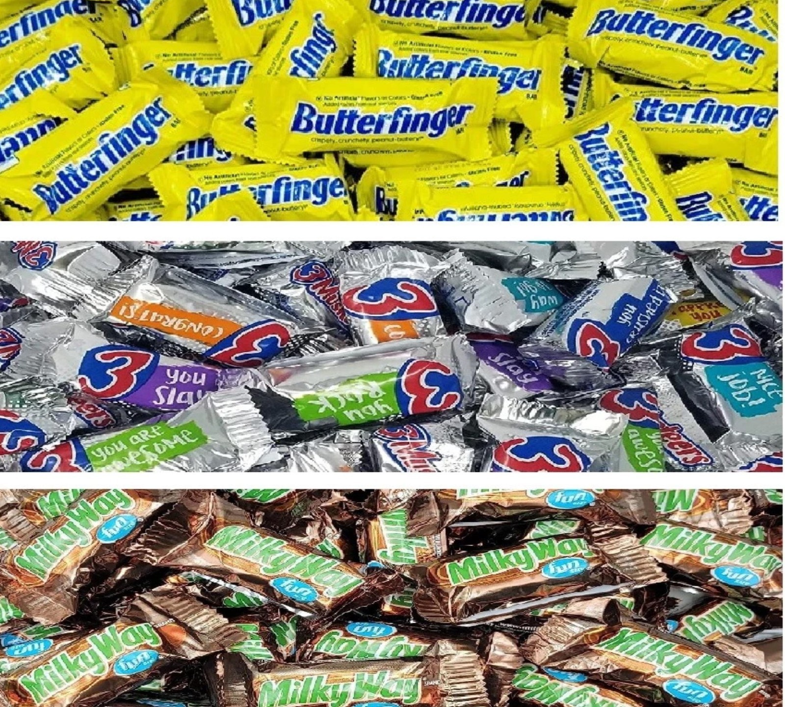 MIX ButterFinger-MILKY WAY-3MUSKETEER CHOCOLAT SNACK SIZE IN ONE BULK BAG NOW!!!