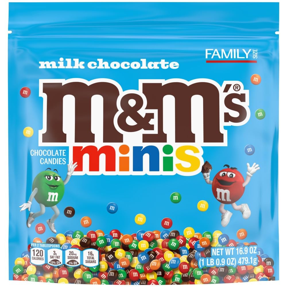 M&M’S MINIS Milk Chocolate Candy Assortment, Family Size, 16.9 oz Resealable Bul