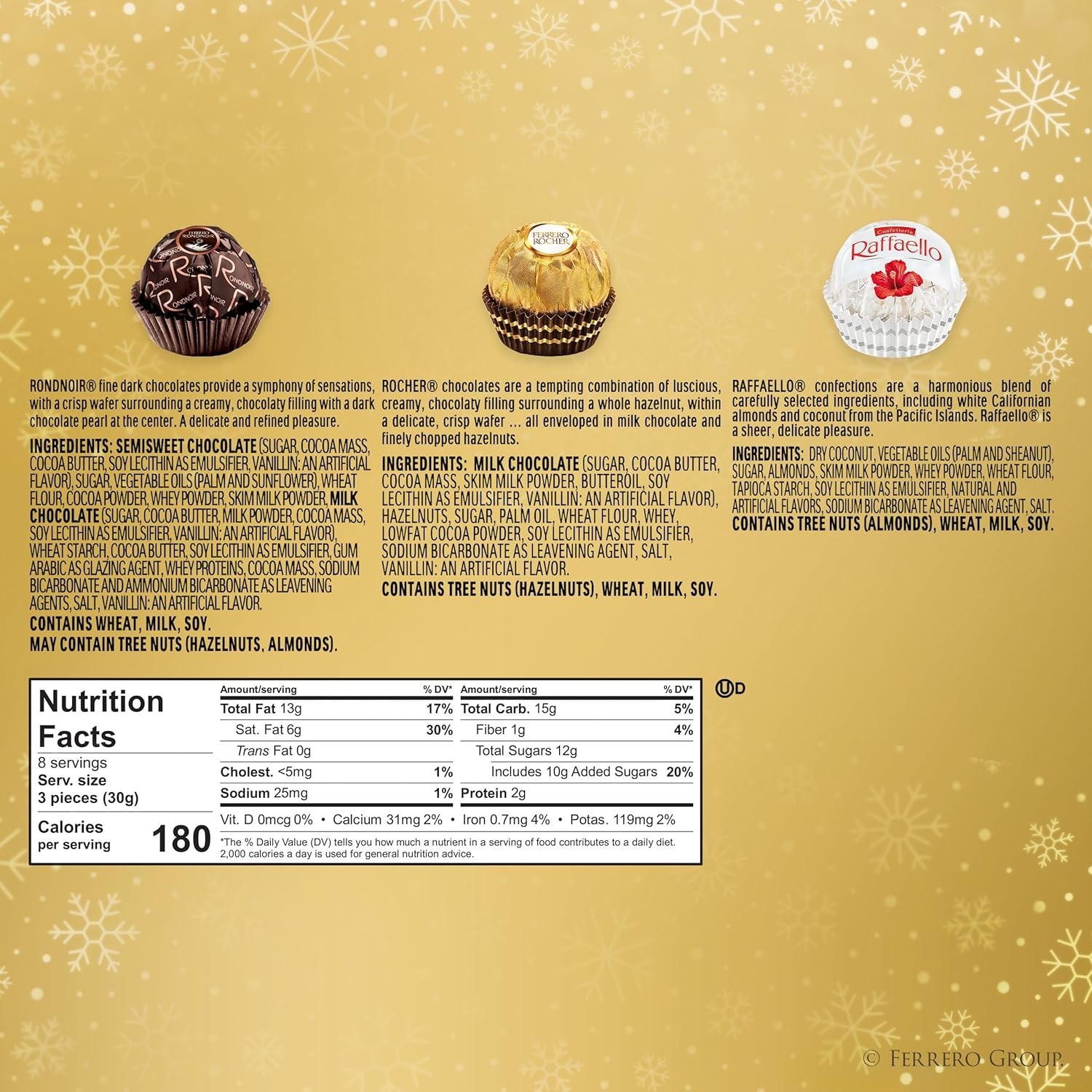 Collection, Assorted, Hazelnut, Dark Chocolate and Coconut, 24 Count Treats,…