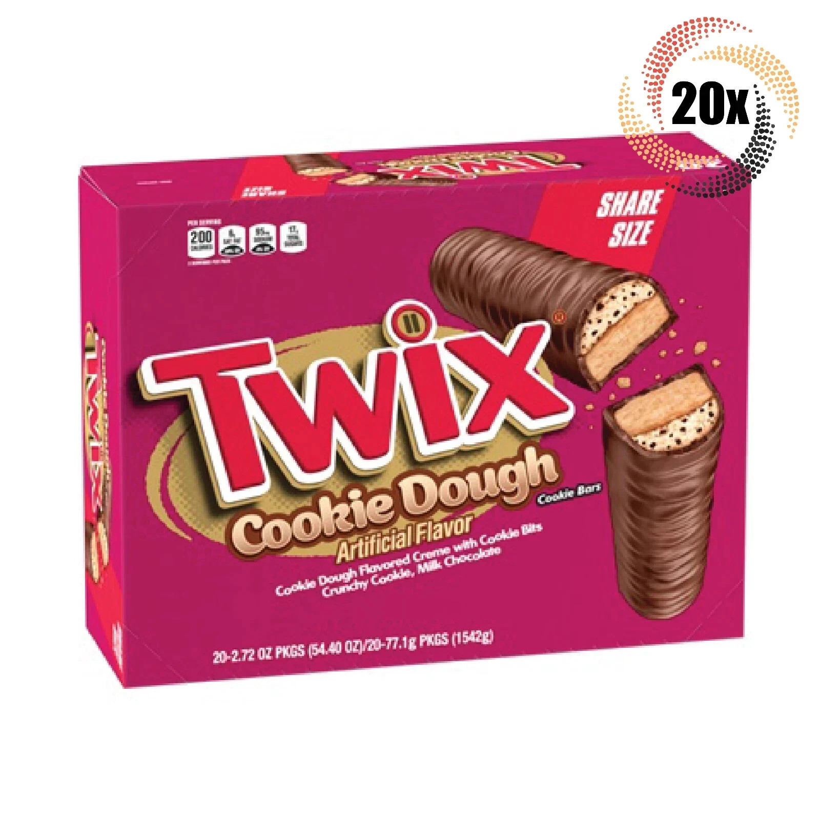 Twix Cookie Dough Share Size , 4 Bars Each – 2.72oz 20 PACK BEST BEFORE 06/26