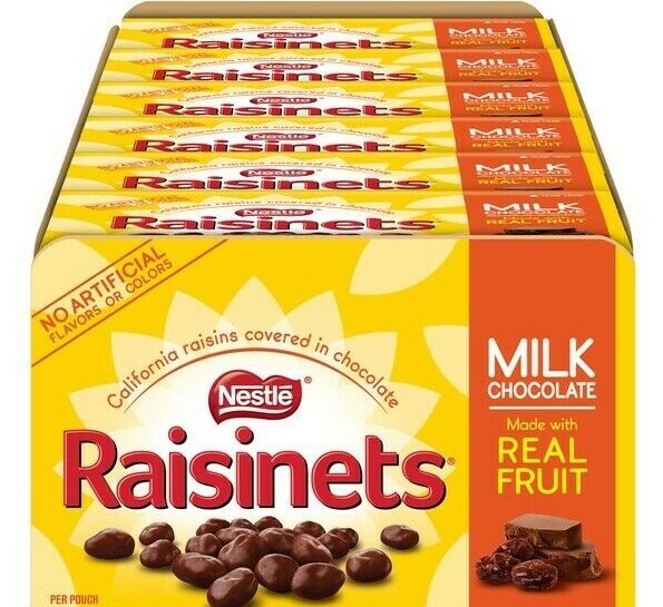 Nestle Raisinets MILK Chocolate THEATRE BOX SIZE- 3.1-oz ea box{LOT OF 6 BOXES}