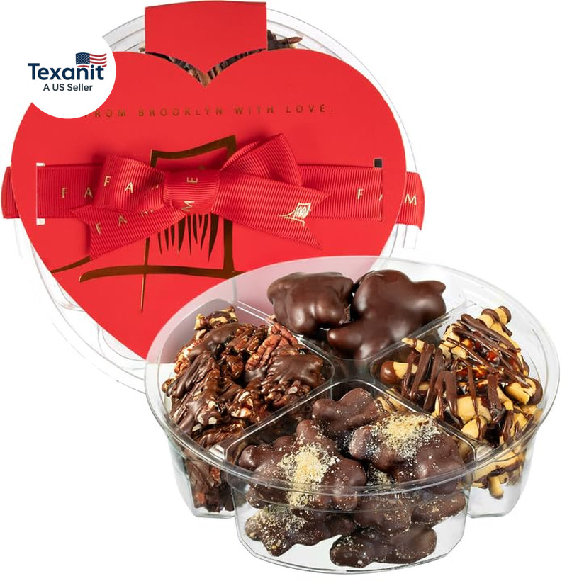 Nut Clusters Chocolate Gift Box – Assorted Caramel Brittles, Pecan Patties, Almo