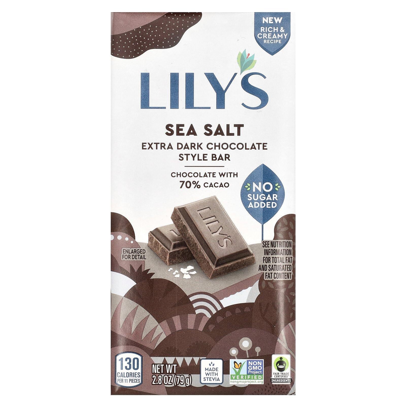 Lily’S Sweets, 70% Sea Salt Stevia Chocolate, 2.8 Ounce (12 Bars) 6/2027