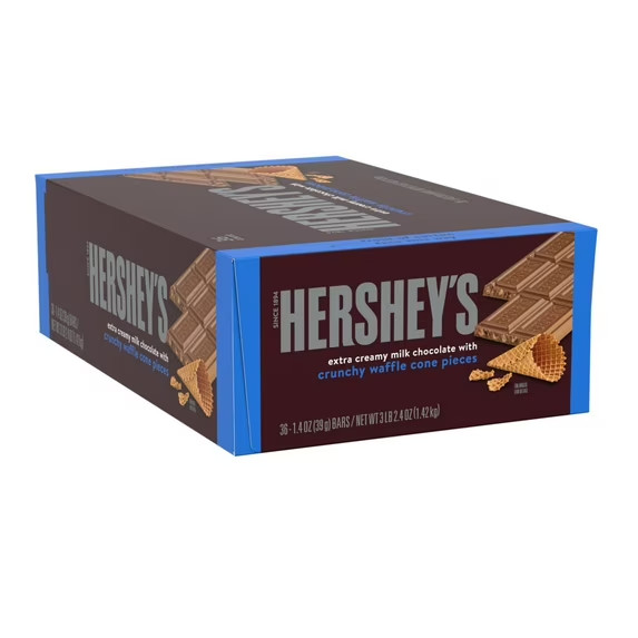 Hershey’s Milk Chocolate with Waffle Cone Pieces 36 Count Box 1.40 oz Each