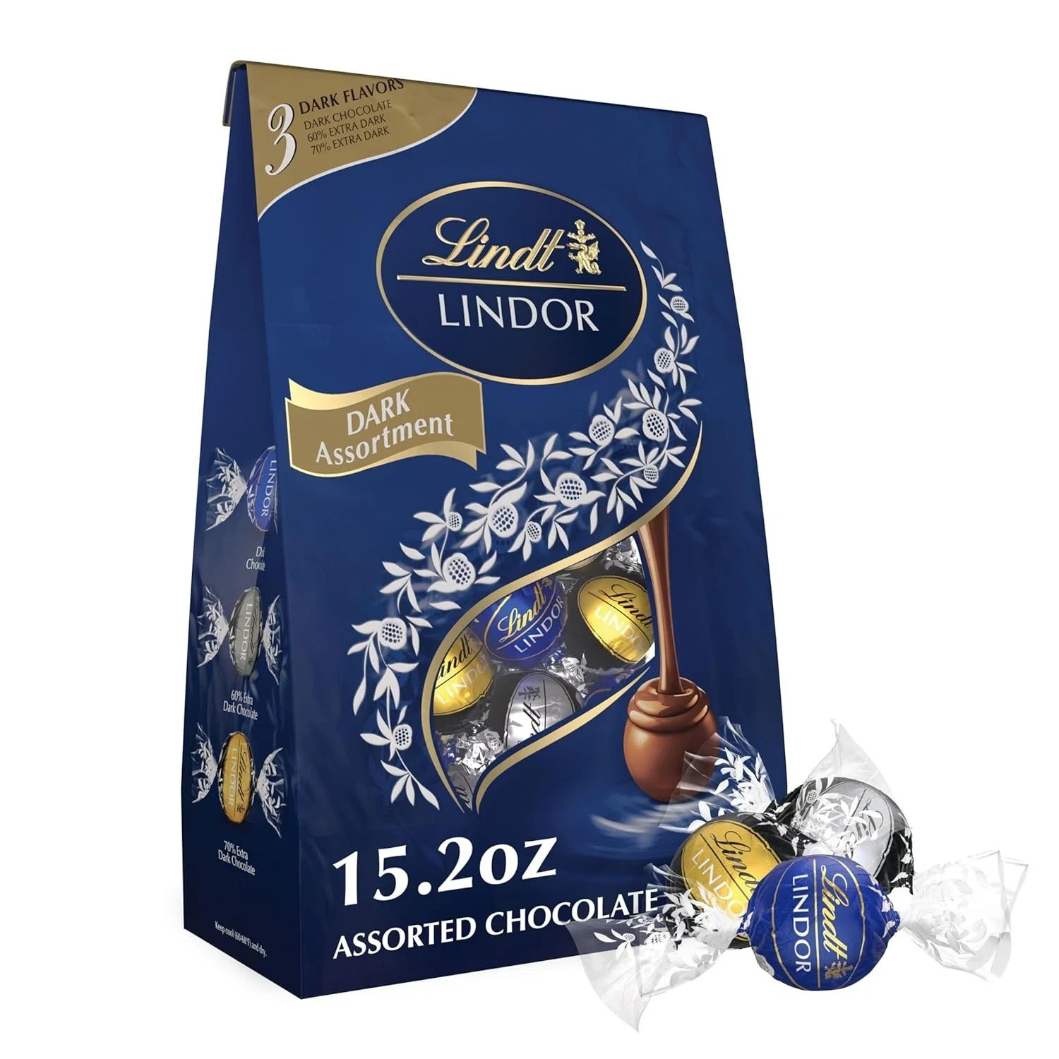 Lindt LINDOR Dark Chocolate Candy Truffles, Assorted Chocolate with Smoth Meltin