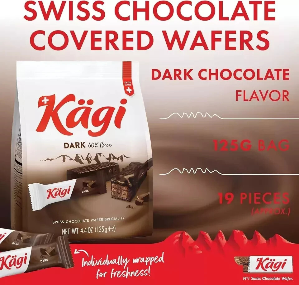 Kägi Swiss Dark Chocolate Covered Mini Wafers 125g Free Shipping World Wide