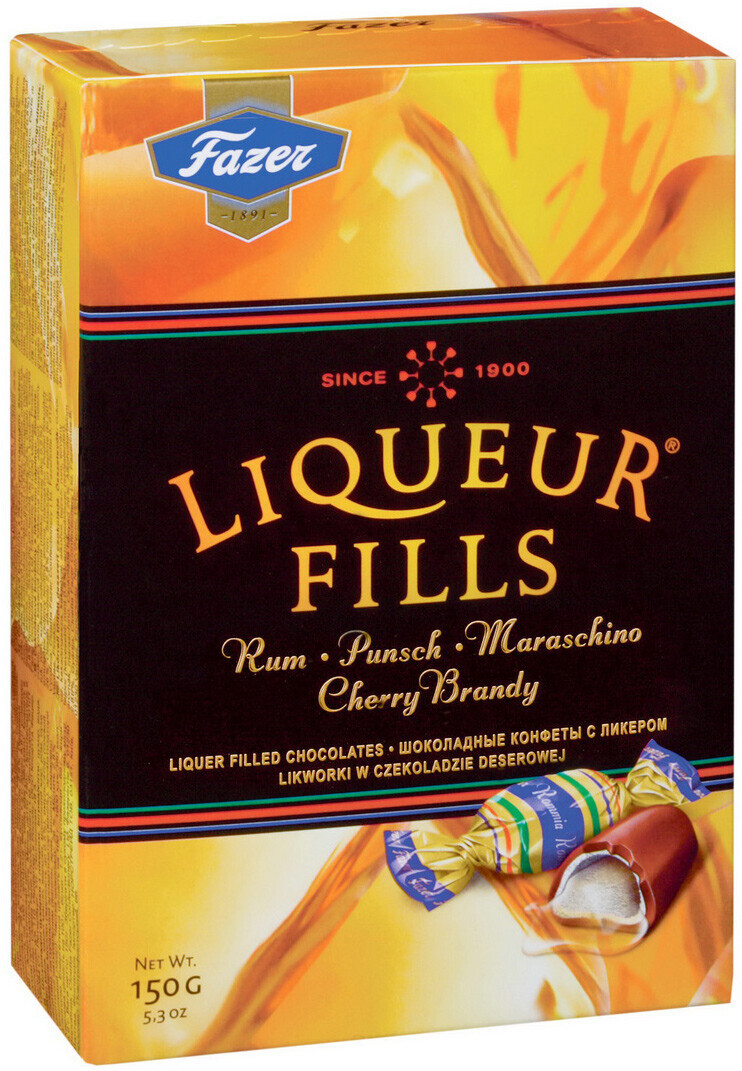 4 x Fazer LIQUEUR FILLS Rum Punch Cherry Brandy Filled Chocolates 150g 5.3oz