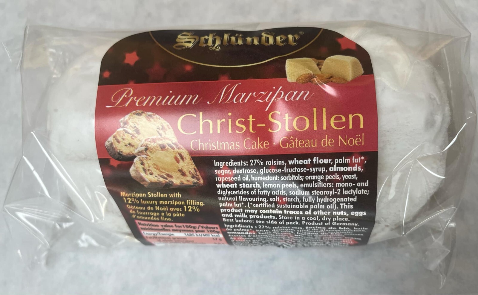 STOLLEN-Schlünder Mini Premium Marzipan Christmas Cake 6.8oz (3 Pieces)