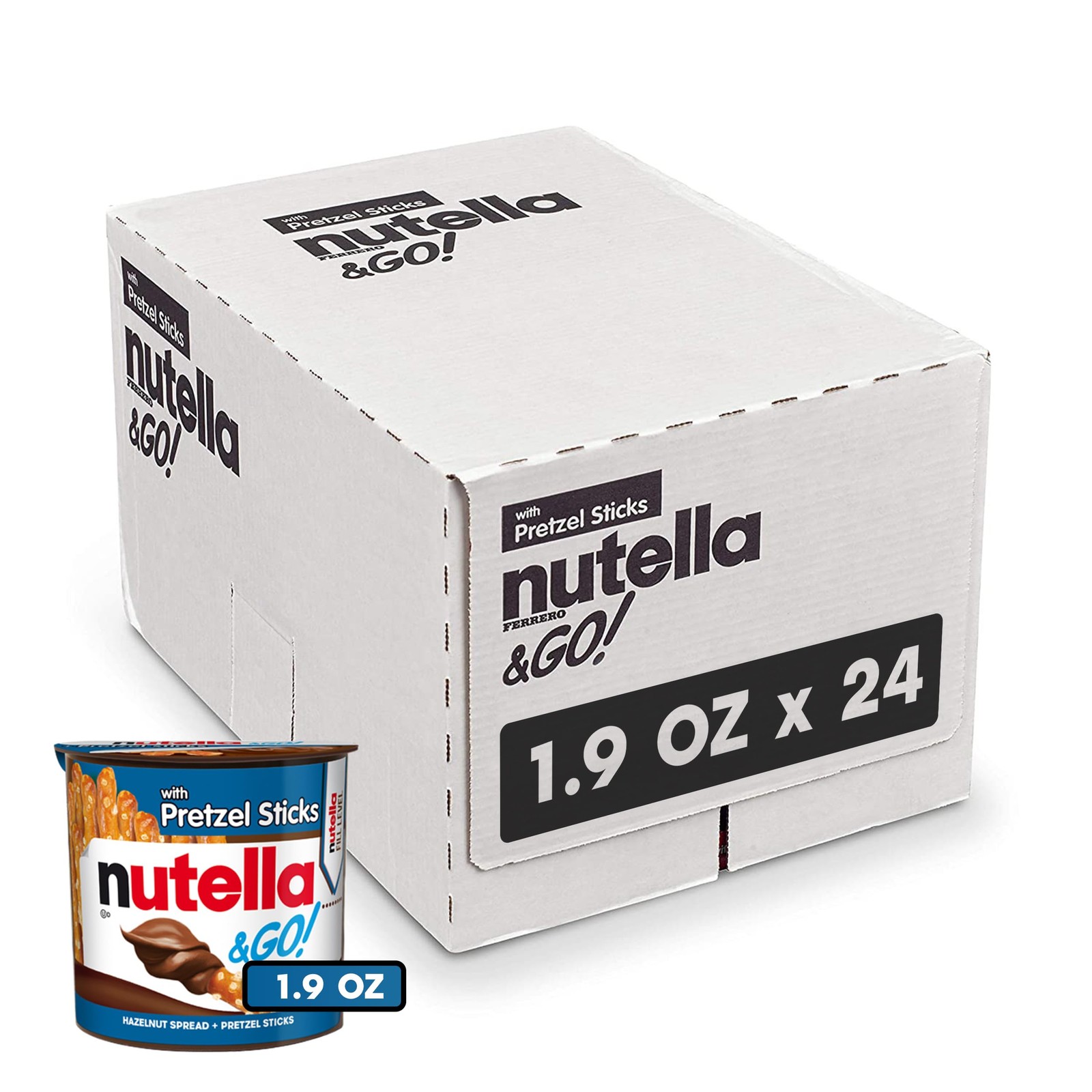 & GO! Chocolate Hazelnut Spread with Cocoa + Pretzel Sticks, 24 Snack Packs, …