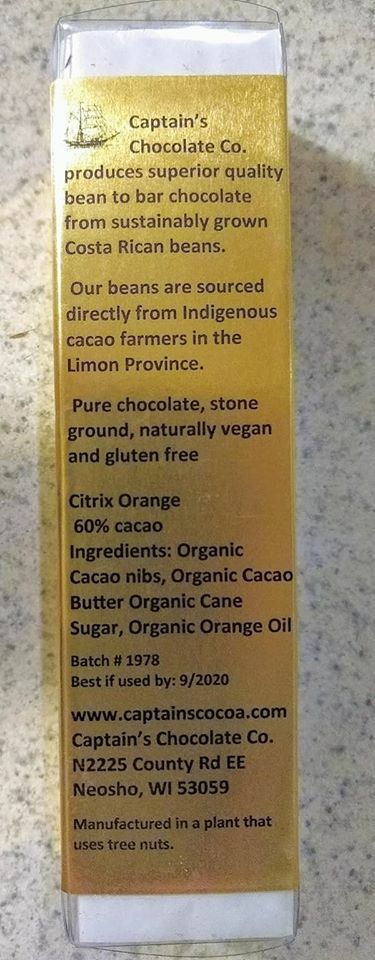 Captain’s Chocolate Gift Box Dark Chocolate 60% Cacao, All Organic, Pure, MFG US