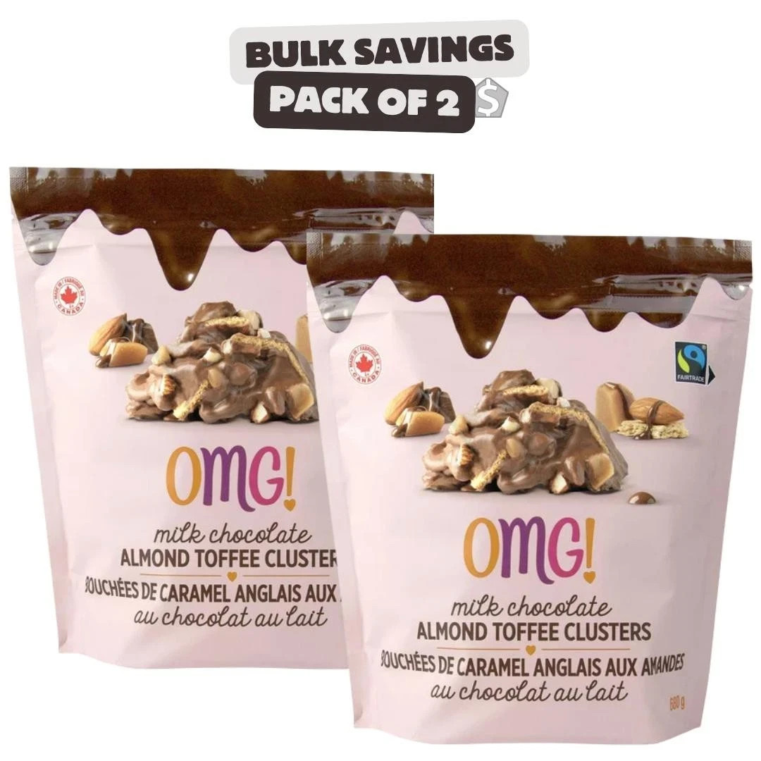 MLS (QTY:2), OMG! Milk Chocolate Almond Toffee Clusters, 680g