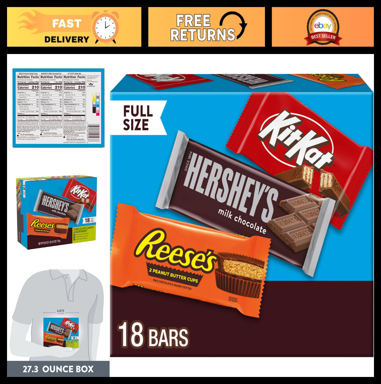 Assorted Milk Chocolate Candy Variety Box – 18 Count, 27.3 oz – Perfect Gift!