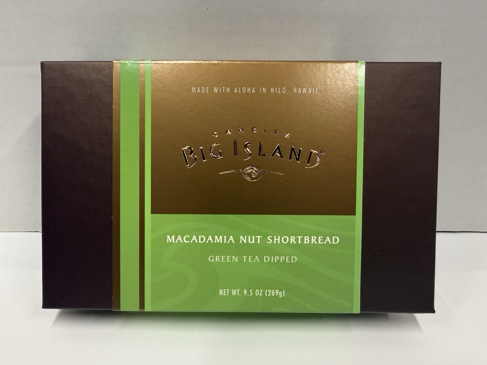 Big Island Candies Green Tea Dipped Macadamia Nut Shortbread Cookies 9.5oz Box
