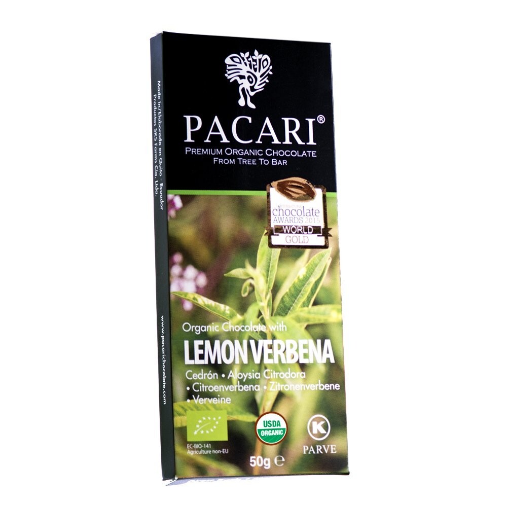 Pacari Lemon Verbena Chocolate Bar – 1.76 oz.-50 g.
