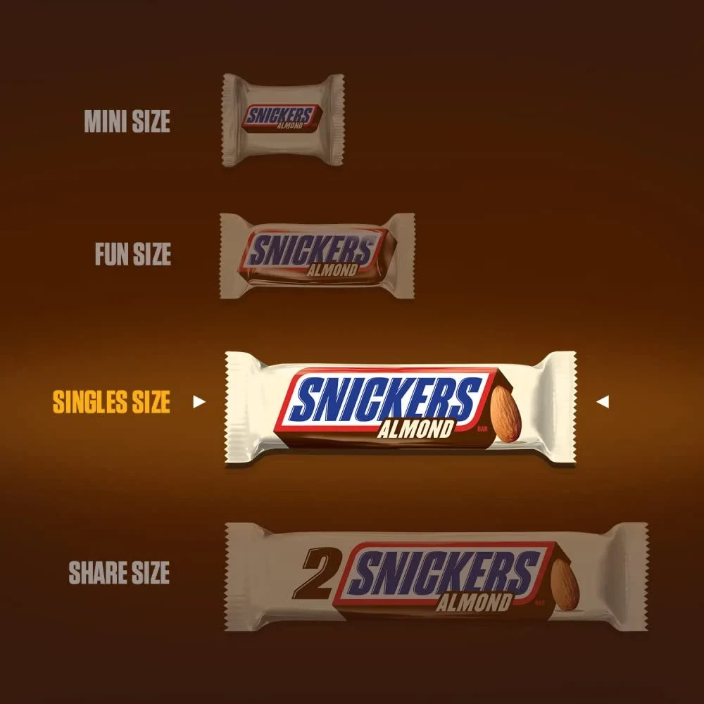 Snickers Almond Chocolate Candy Bars 24 Pack Box 1.76 oz Each