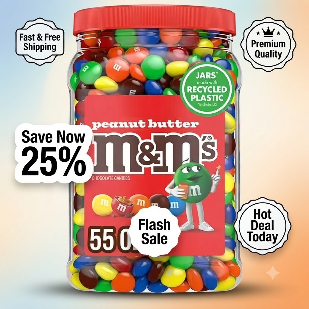 M&M’s Peanut Butter Milk Chocolate Candy Bulk Pack 55 oz Party Size Bag