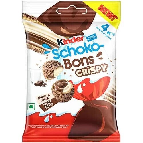 10 X Kinder Joy Schokobons Crispy 4 Pcs, Milk and cocoa flavor 22gm