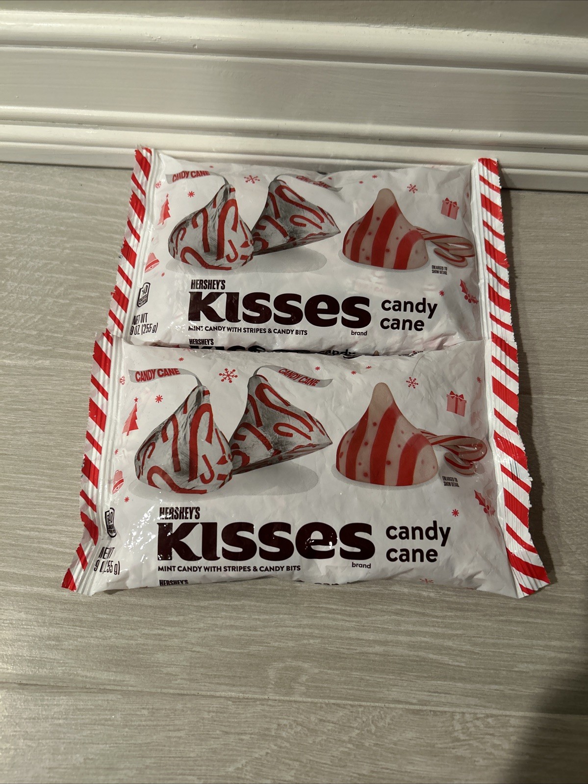 Hershey’s Kisses ~ Candy Cane White Chocolate Candy 9 oz, Exp. 11/2026 ~ 2 Bags