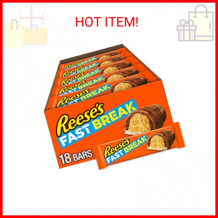 REESE’S FAST BREAK Peanut Butter Nougat Candy Bars, 1.8 oz (Pack of 18)