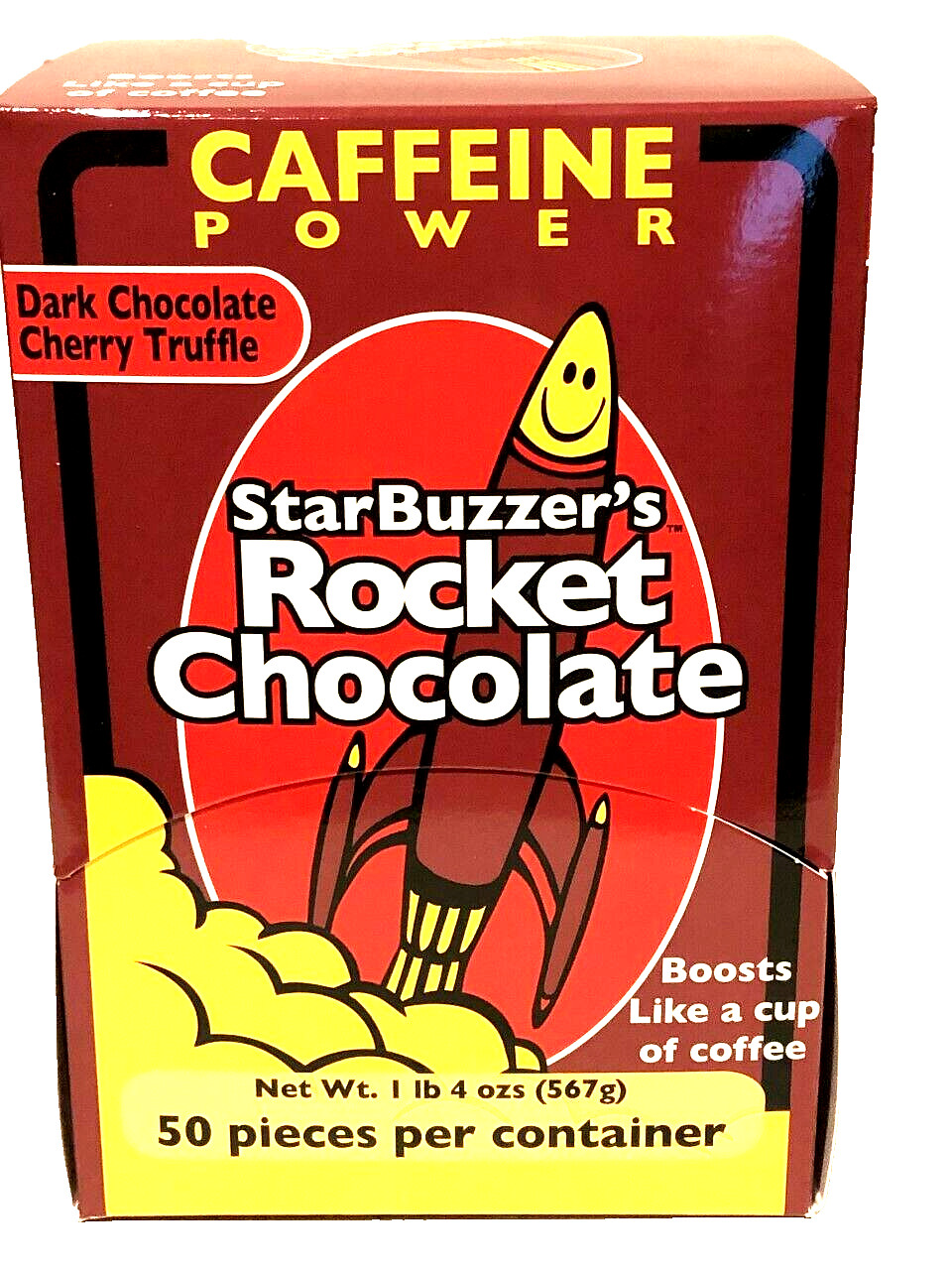 ROCKET CHOCOLATE CAFFEINE ENERGY 100 CT. DARK CHERRYFLAVOR +FREE SURPRISE GIFT