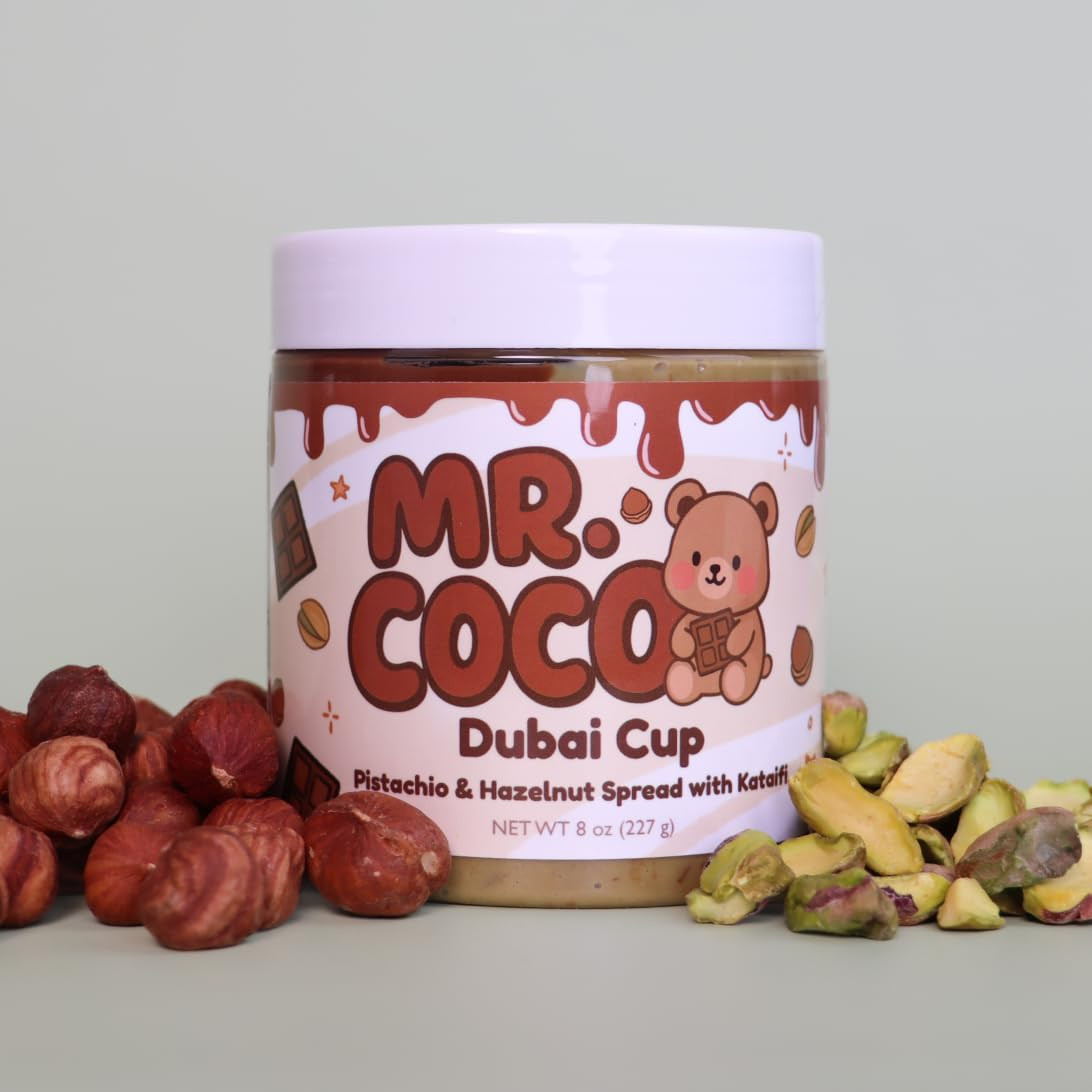 Dubai Cup Pistachio Cream Spread with Tahini, Crunchy Kataifi, Classic Hazelnut