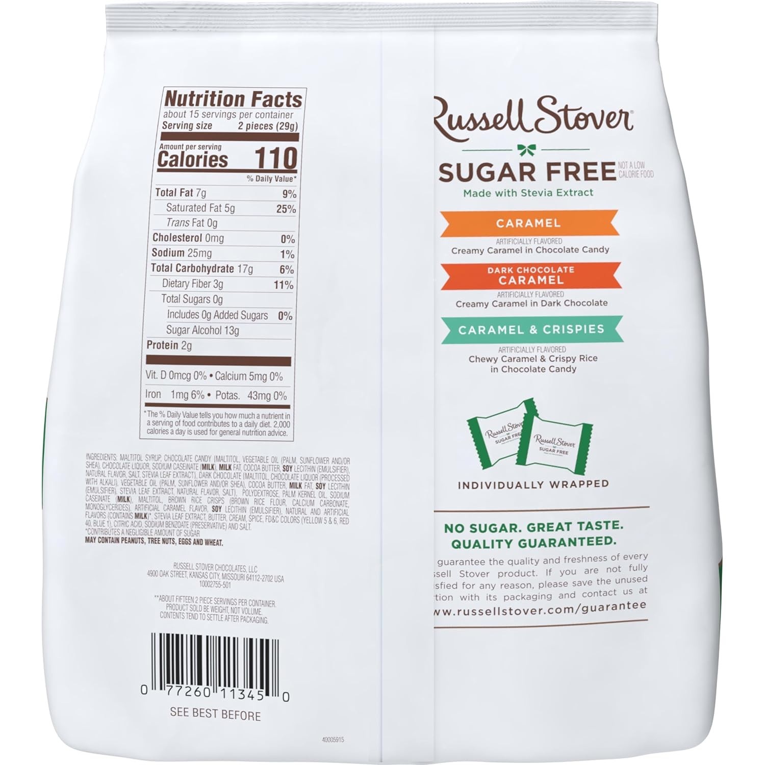 Indulge in Sugar Free Assorted Chocolate Caramels – 30 Pieces, 15.3 oz