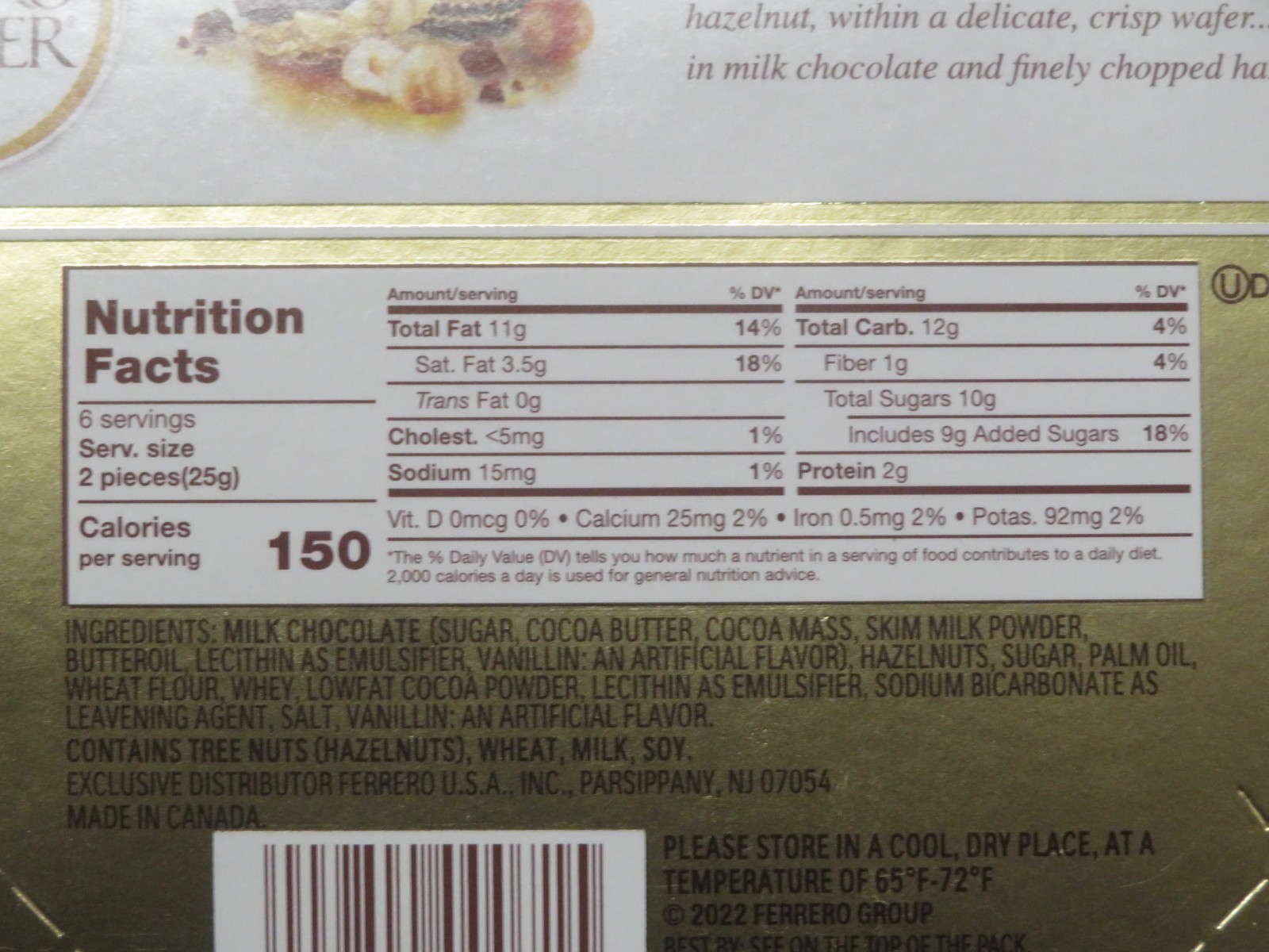 Ferrero Rocher Fine Hazelnut Chocolates In Gold Gift Box 12 Count & 5.3 Oz