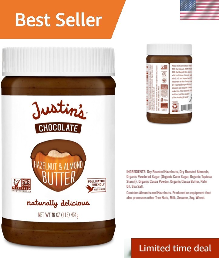 Organic Chocolate Hazelnut Almond Butter, 16oz – Perfect for Snacks & Spreads