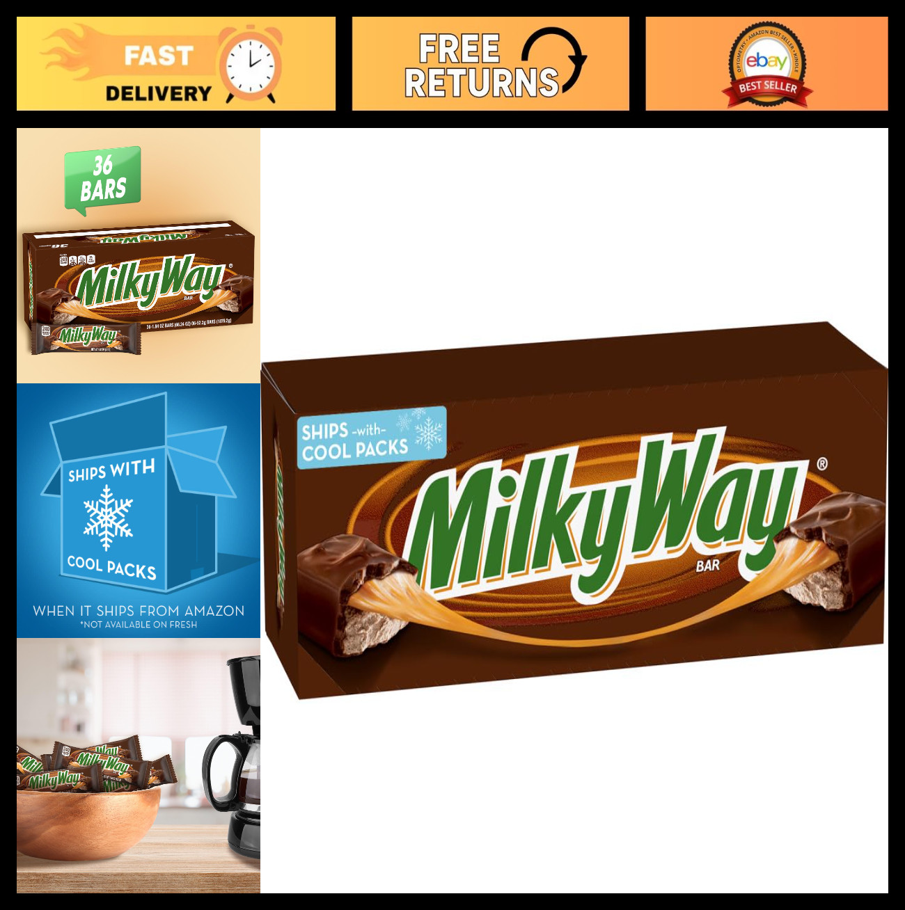 Bulk Milk Chocolate Candy Bars – Full Size 1.84 oz, Pack of 36, Sweet Treats