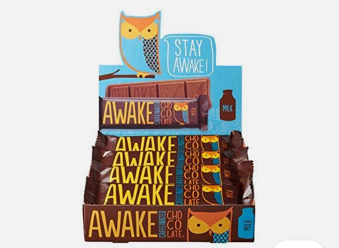 Awake Caffeinated Chocolate Energy Bar, Milk Chocolate, (12 Count of 1.55 oz Bar