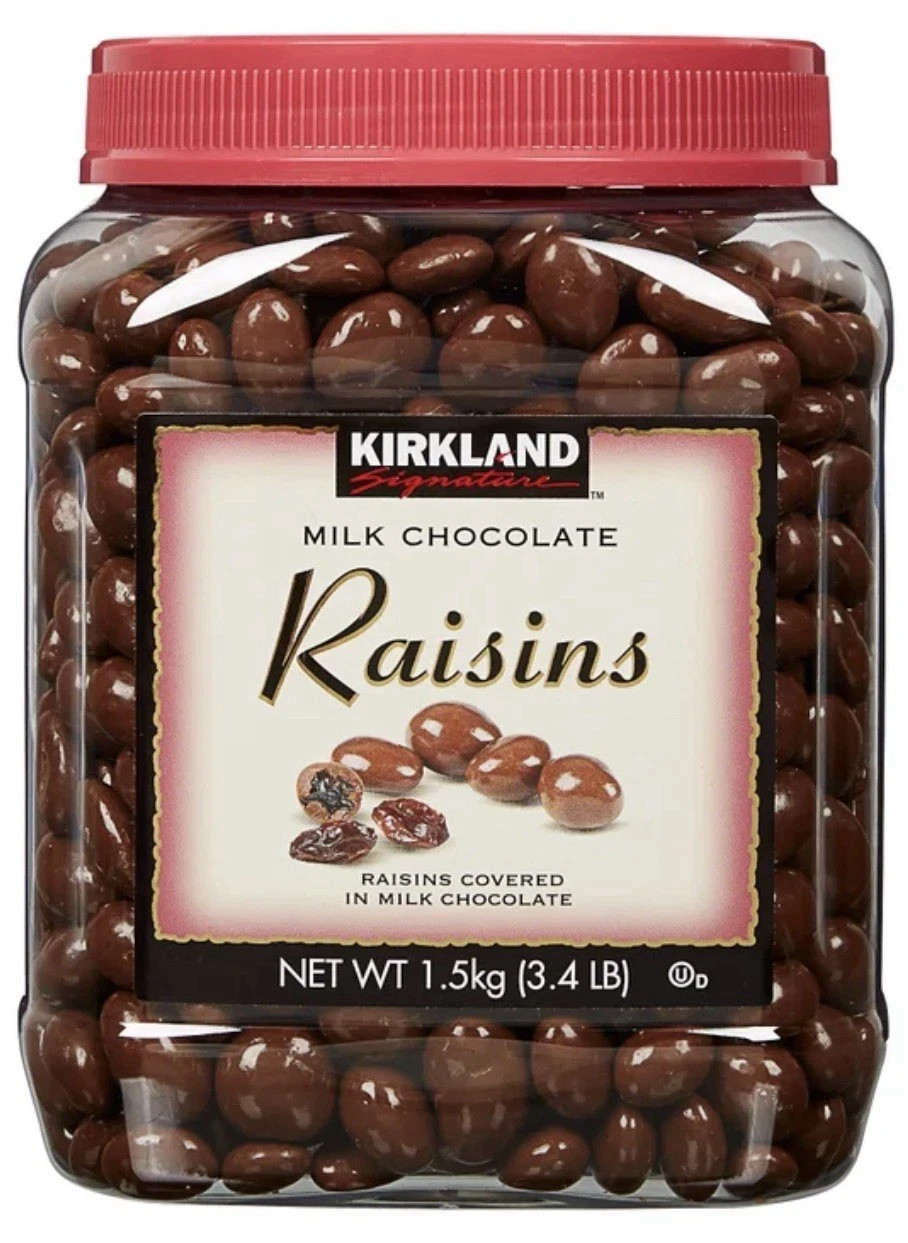 2 Packs Kirkland Signature Milk Chocolate Covered Raisins 3.4 LB Each Pack